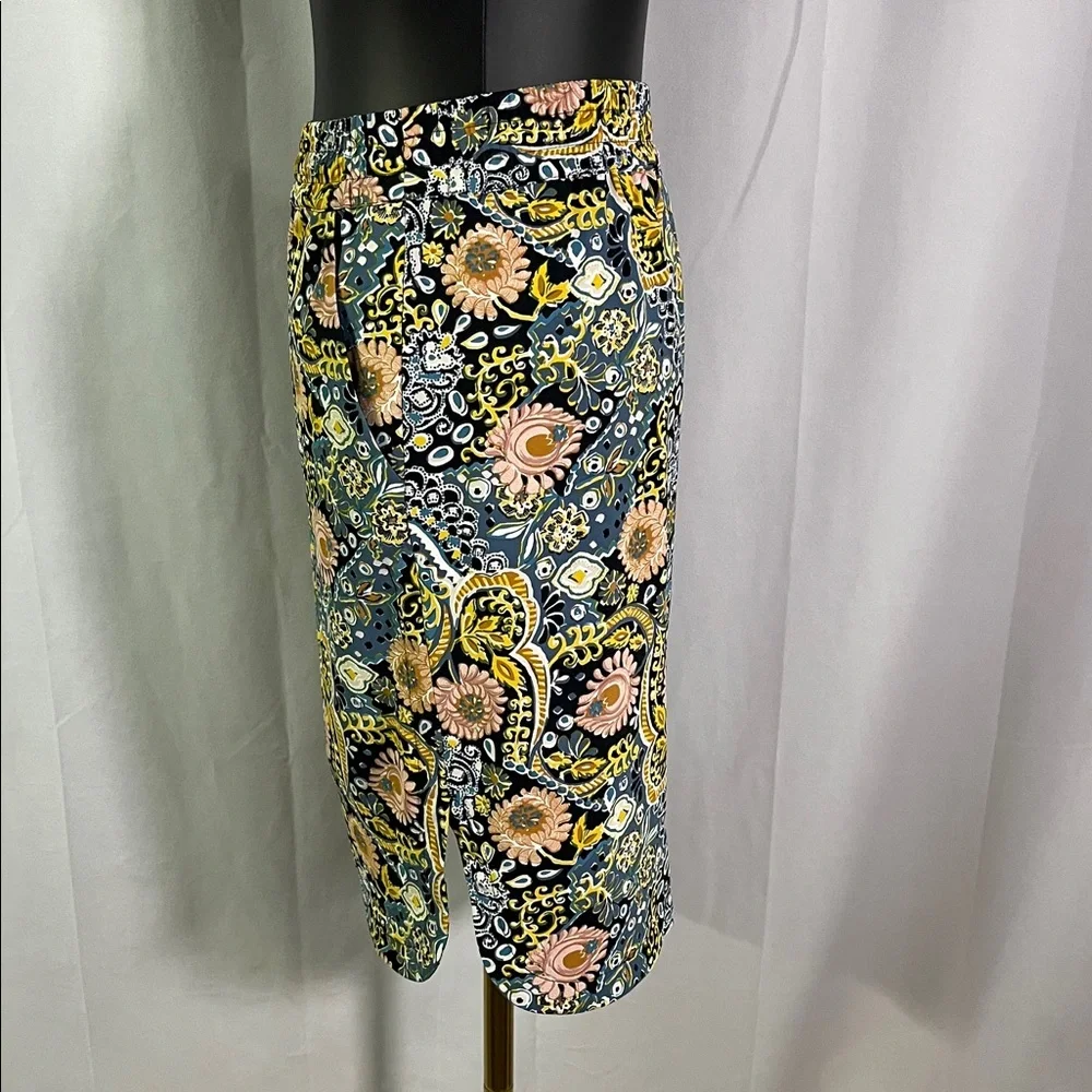 LOFT Multicolor Paisley Print Pull-On Skirt